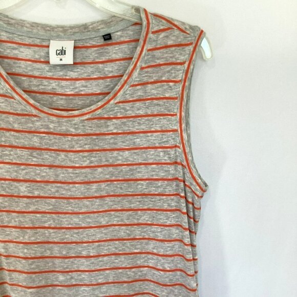 CAbi Sleeveless Tee Crew Neck Pullover Striped Layered Hem Women's Size Medium - Picture 4 of 9
